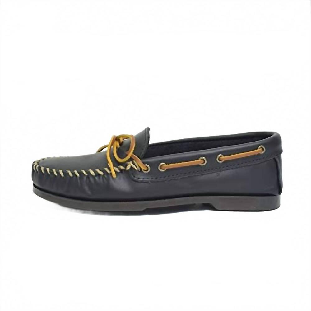 NEW MINNETONKA men's camp moccasins in black